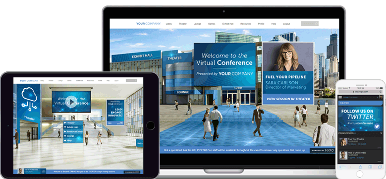 virtuelle Events organisieren | Darstellung Intrado Virtual Events Plattform auf Endgeräten
