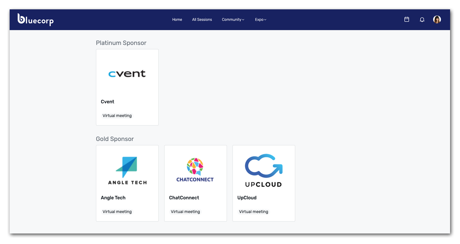 Sponsoren-Stufen auf der Event-App Cvent | Event-Tech-Partner