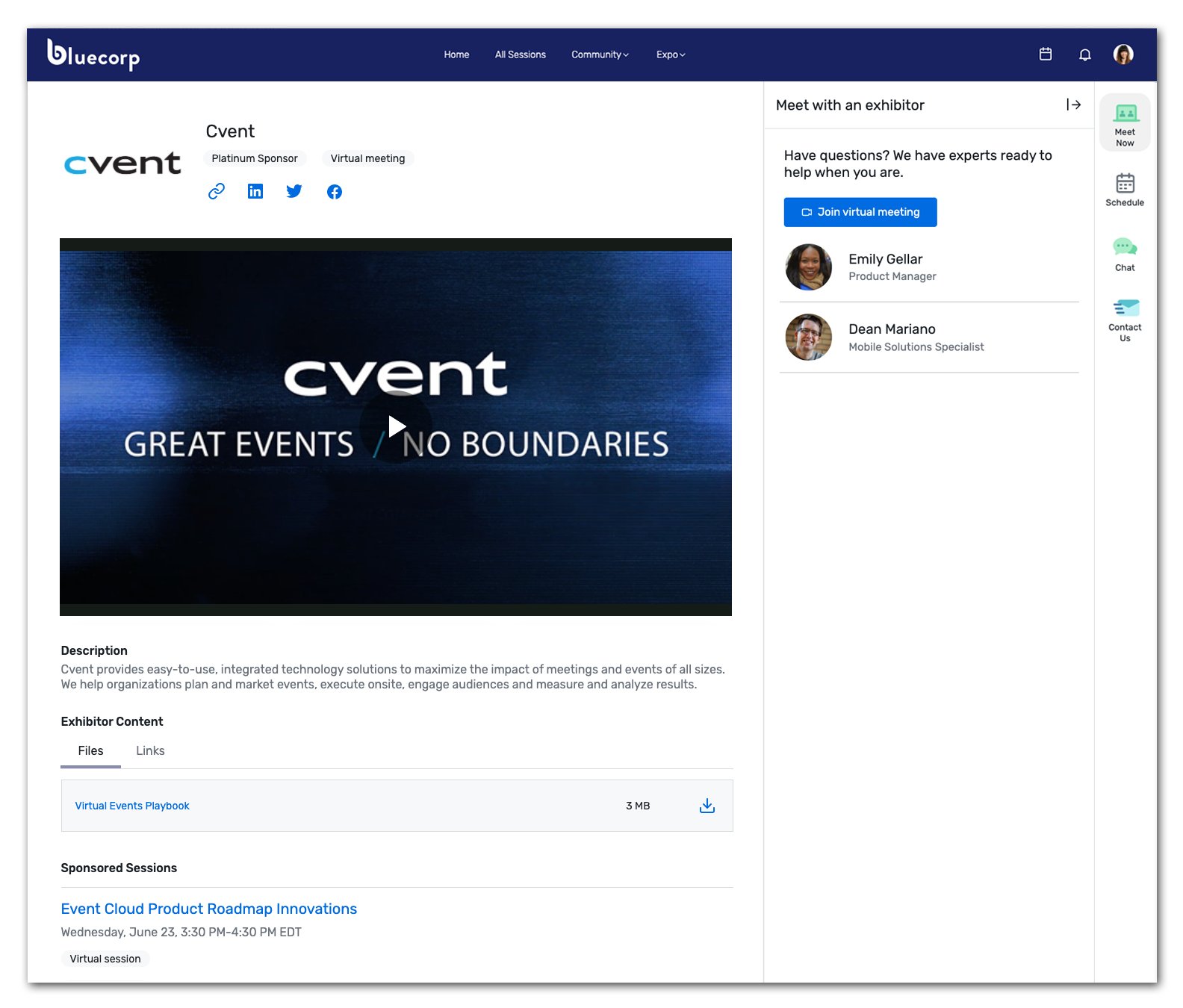 Sponsoren in der Event-App Cvent | Event-Tech-Partner